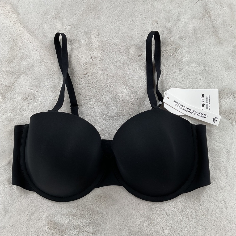 Vinperfor Women Black Seamless Convertible Strapless T-Shirt Bra 38C NWT